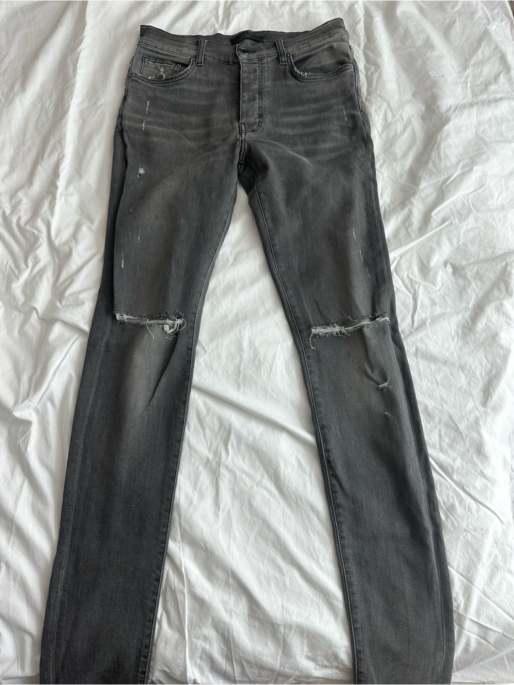 AMIRI Charcoal Black Skinny Distressed Jeans